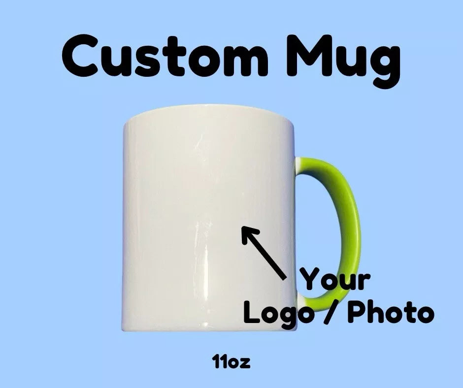 Personalised Mug Light Green Handle & Rim